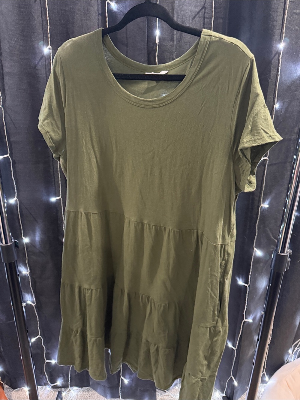 Time and Tru Olive Green Short Sleeve Tiered Tunic